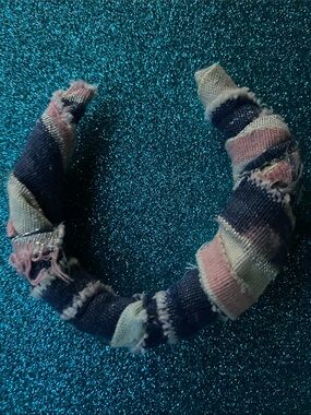 Striped Pink & Navy Wrapped Fabric Bracelet